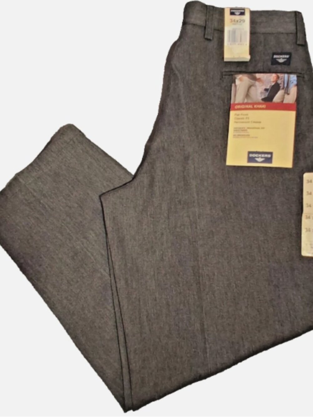 ​NWT Dockers Original Khaki Pants 34x29 Grey Flat Front Classic Fit